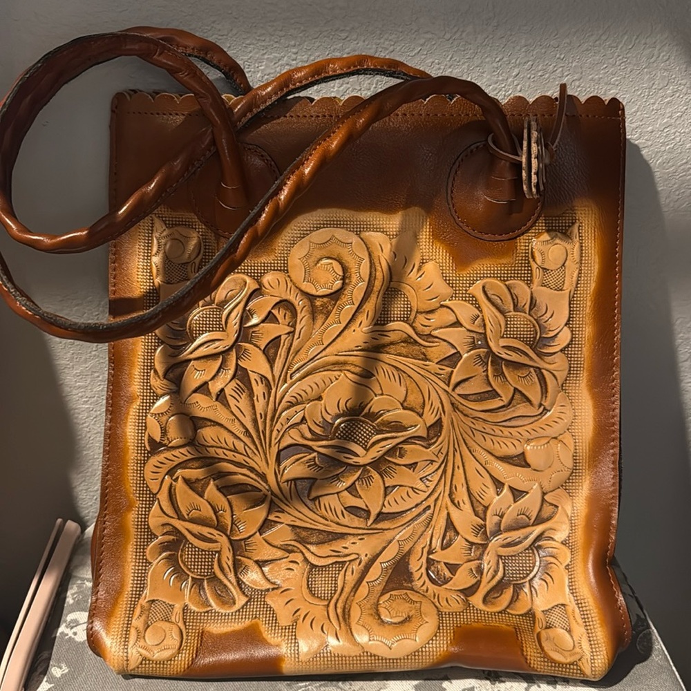 Patricia Nash Elegant Floral Embossed Leather Tote. Gorgeous